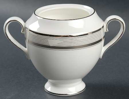 Ribbon Stripe Silver (Platinum) Sugar Bowl No Lid