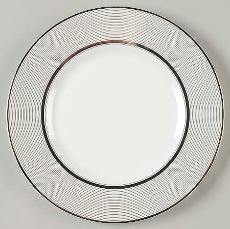 Ribbon Stripe Silver (Platinum) Accent Salad Plate