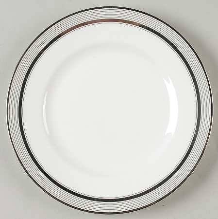 Ribbon Stripe Silver (Platinum) Salad Plate