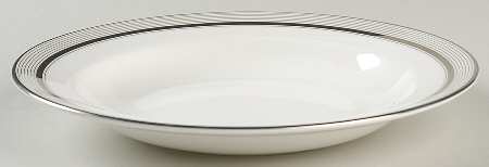 Ribbon Stripe Silver (Platinum) Large Rim Soup Bowl