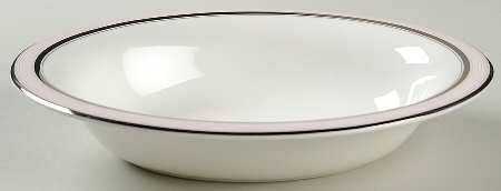 Ribbon Stripe Rose 9" Oval Vegetable Bowl
