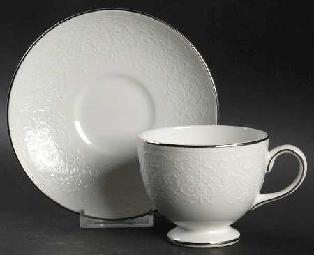 English Lace Leigh Shape Footed Cup & Saucer Set