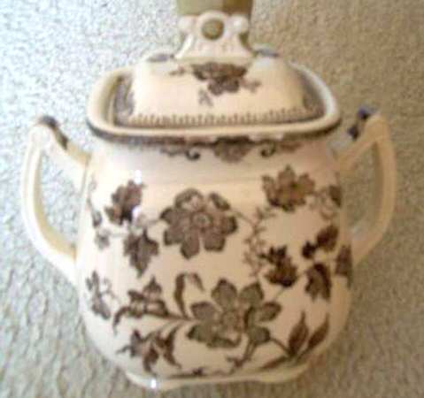 Chinese Plant Brown Sugar Bowl & Lid