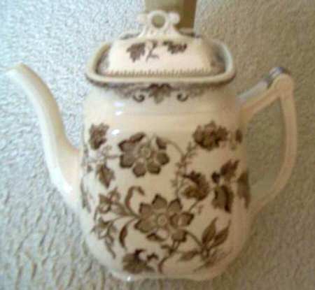 Chinese Plant Brown Coffee Pot & Lid