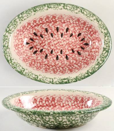 Green Sponge 10" Oval Vegetable Bowl