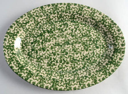 Green Sponge 13" Oval Serving Platter