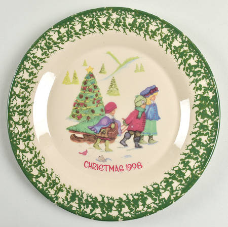 Green Sponge Christmas Dinner Plate