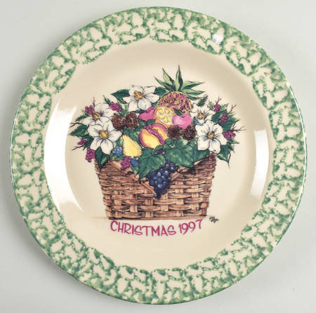 Green Sponge Christmas Dinner Plate