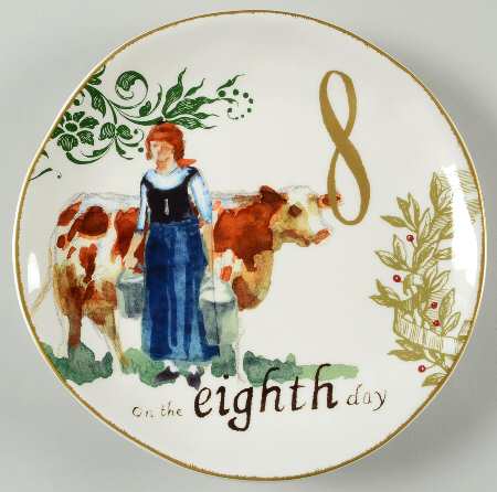 12 Days of Christmas (Gold Numbers, Coupe Shape) Salad/Dessert Plate