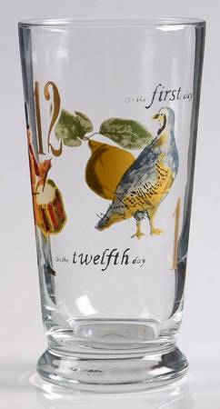 12 Days of Christmas (Gold Numbers, Coupe Shape) Glassware Highball