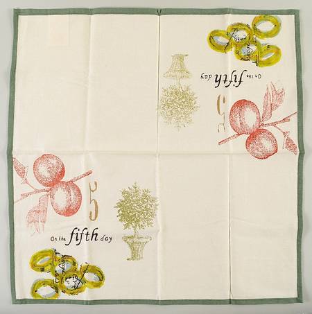 12 Days of Christmas (Gold Numbers, Coupe Shape) Cloth Napkin