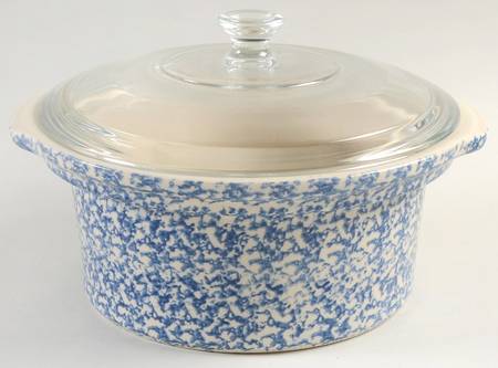 Blue Sponge 2 Qt Round Covered Casserole