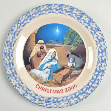 Blue Sponge Christmas Dinner Plate
