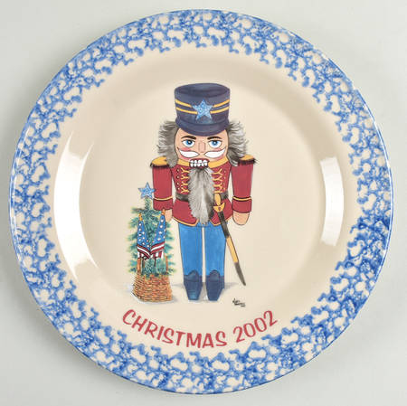 Blue Sponge Christmas Dinner Plate