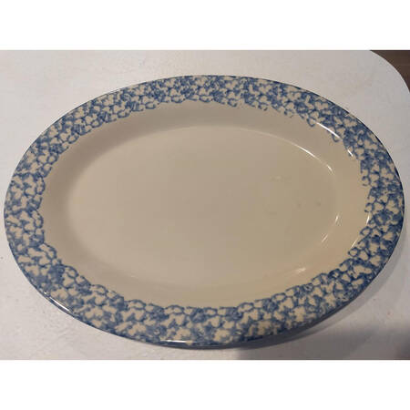 Blue Sponge 13" Oval Serving Platter