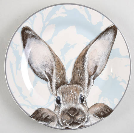 Damask Easter Bunny Salad Plate
