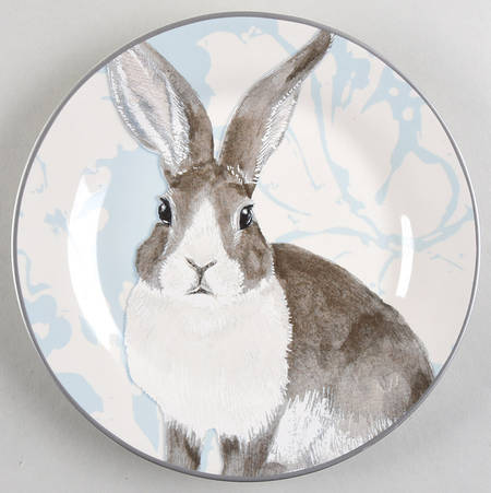 Damask Easter Bunny Salad Plate