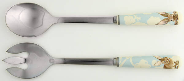 Damask Easter Bunny (2 Piece) Salad Set with Stainless Bowl