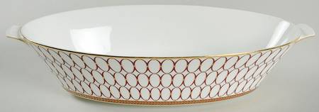 Renaissance Red 11" Oval Vegetable Bowl by Wedgwood