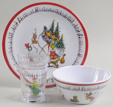The Grinch (3 Pc)Melamine Child's Set(Plate,Bowl,Plastic Cup)