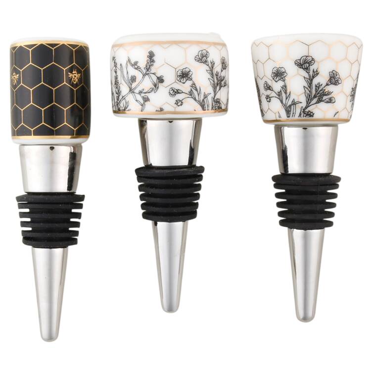 Honeycomb Wine Bottle Stoppers - Set of 3 Motifs