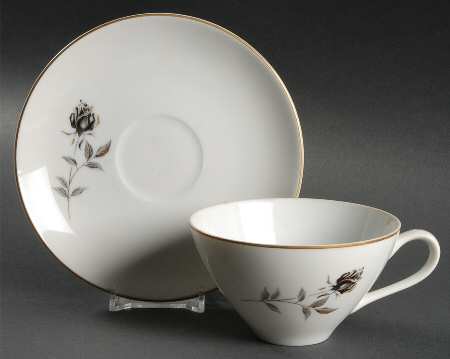 Antique Rose Flat Cup & Saucer Set