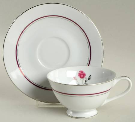 Wedding Rose Footed Cup & Saucer Set