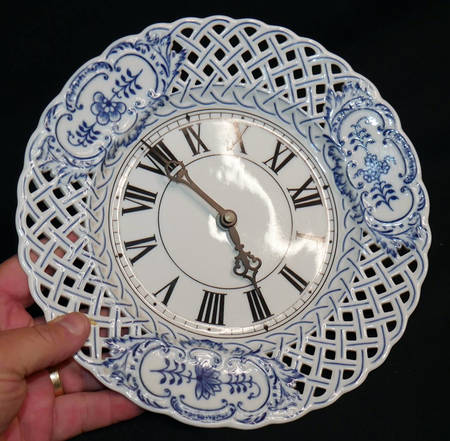 Blue Onion Pierced Plate Clock