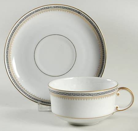 Athens (Black Key) Flat Cup & Saucer Set