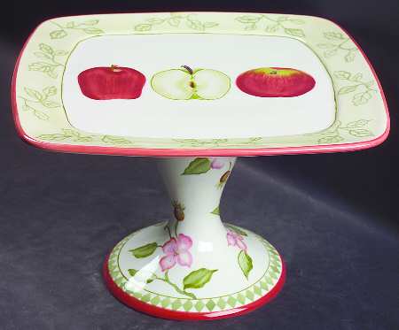 Apple Blossoms 11" Diameter Pedestal Cake Stand