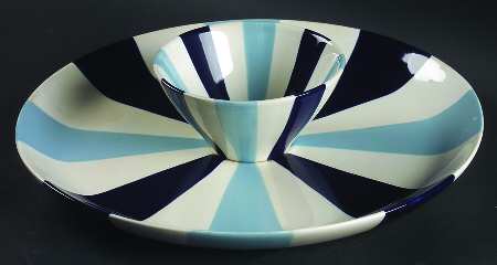 Stripes Blue (Blue Navy White) (2 Piece) Chip & Dip Set