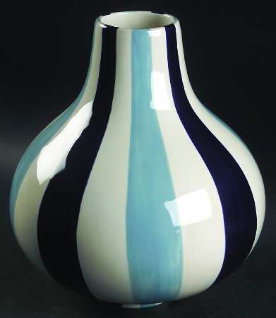 Stripes Blue (Blue Navy White) 10" Vase