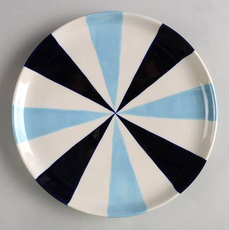 Stripes Blue (Blue Navy White) Salad/Dessert Plate