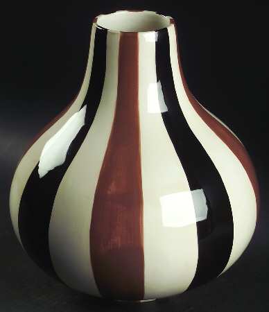 Stripes Brown (Brown Black White) 10" Vase by Zrike