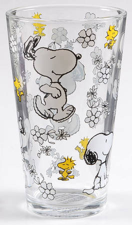 Peanuts Floral 16 Oz Glassware Tumbler