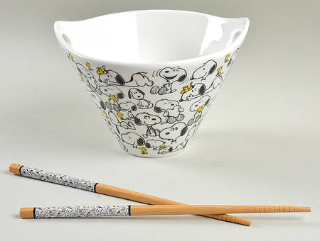 Peanuts Floral Noodle Bowl & Chopsticks Set