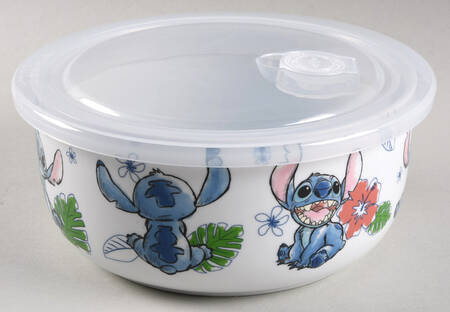 Stitch 32 Oz Round Plastic Microwave Bowl w/Vent Lid