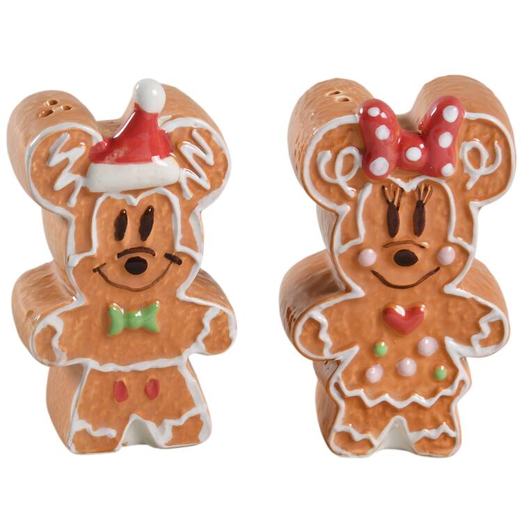 Mickey and Minnie Christmas Fun Figural Salt and Pepper