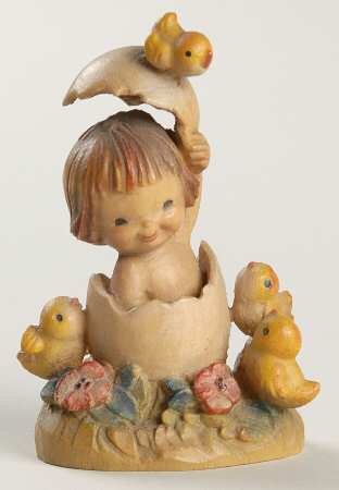 Ferrandiz Wood Figurines 3" Girl In The Egg - No Box