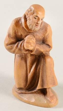 Kuolt 3" Wooden Nativity Figurine Shepherd Kneeling - No Box