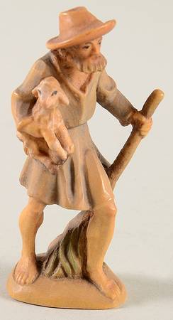 Kuolt 3" Wooden Nativity Figurine Shepherd With Lamb - No Box