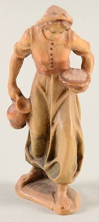 Kuolt 3" Wooden Nativity Figurine Woman With Jug - No Box