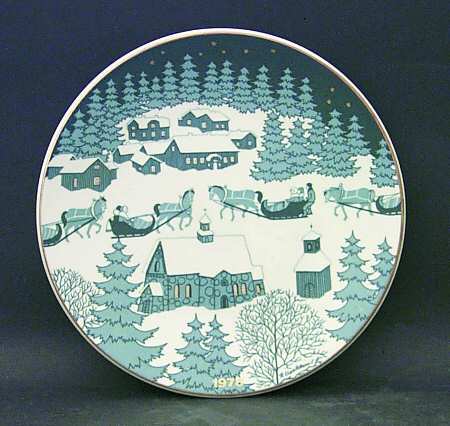 Arabia Christmas Plate Inland Village Scene - With Box