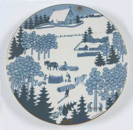 Arabia Christmas Plate Forest Village Scene - No Box