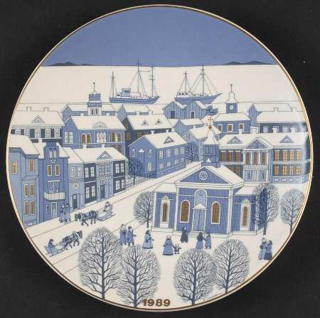 Arabia Christmas Plate Town And Harbor - No Box