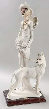 People with Animals-Birds Lady With Great Dane - With Box