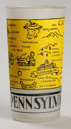 State Glasses-Frosted Pennsylvania - No Box