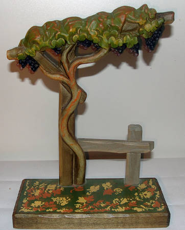 Anri Wood Carved Figurines Harvest Time Grape Arbor-Club Display - No Box