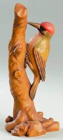 Anri Wood Carved Figurines Woodpecker-Color - No Box