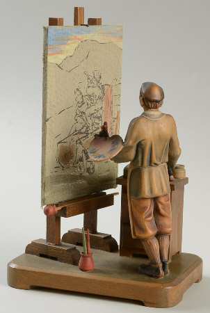 Anri Wood Carved Figurines The Artist - No Box